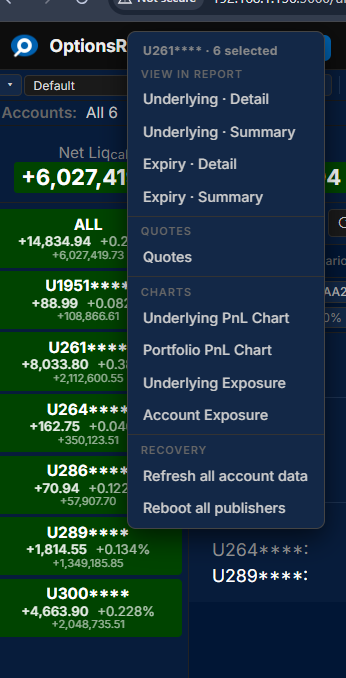 Account Selector Menu