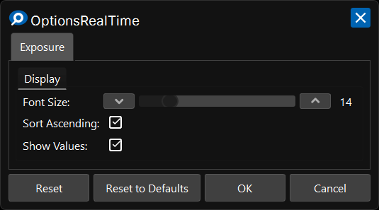 Exposure Chart Settings