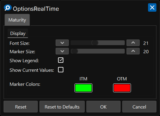 Maturity Chart Settings