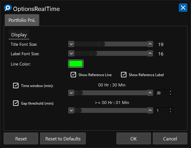 Portfolio PnL Chart Settings