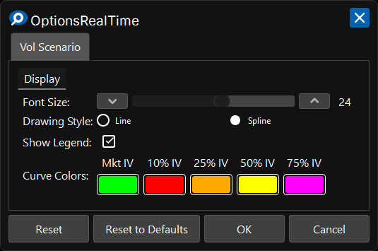 Vol Scenario Chart Settings