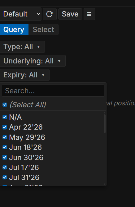 Query Mode - Expiry dropdown