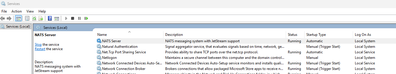NATS Service running